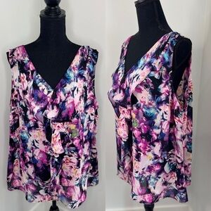 Worthington V-Neck Sleeveless Multi Color Blouse